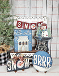 Winter tiered tray set